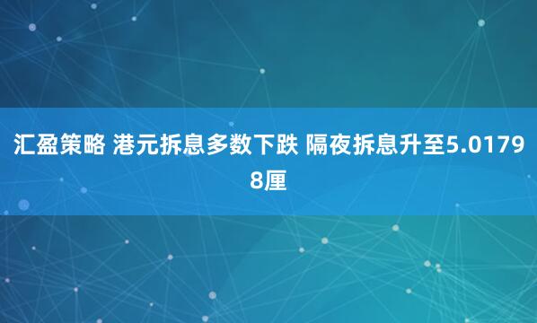 汇盈策略 港元拆息多数下跌 隔夜拆息升至5.01798厘