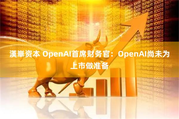 漢崋资本 OpenAI首席财务官：OpenAI尚未为上市做准备